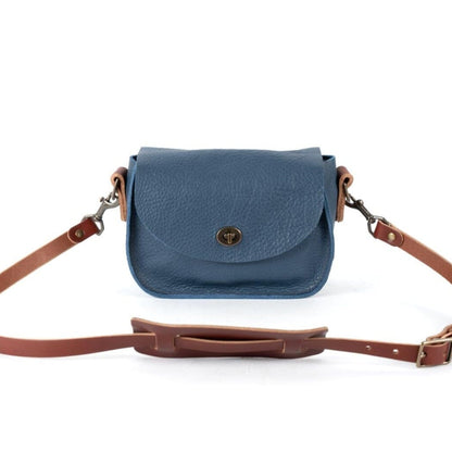 VIVIAN SATCHEL LEATHER CROSSBODY - SMALL - SMOKEY BLUE