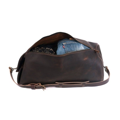 GUNNAR ZIPPERED LEATHER DUFFLE BAG - MILITARY STYLE DUFFLE BAG