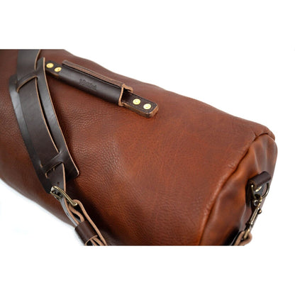 GUNNAR ZIPPERED LEATHER DUFFLE BAG - MILITARY STYLE DUFFLE BAG