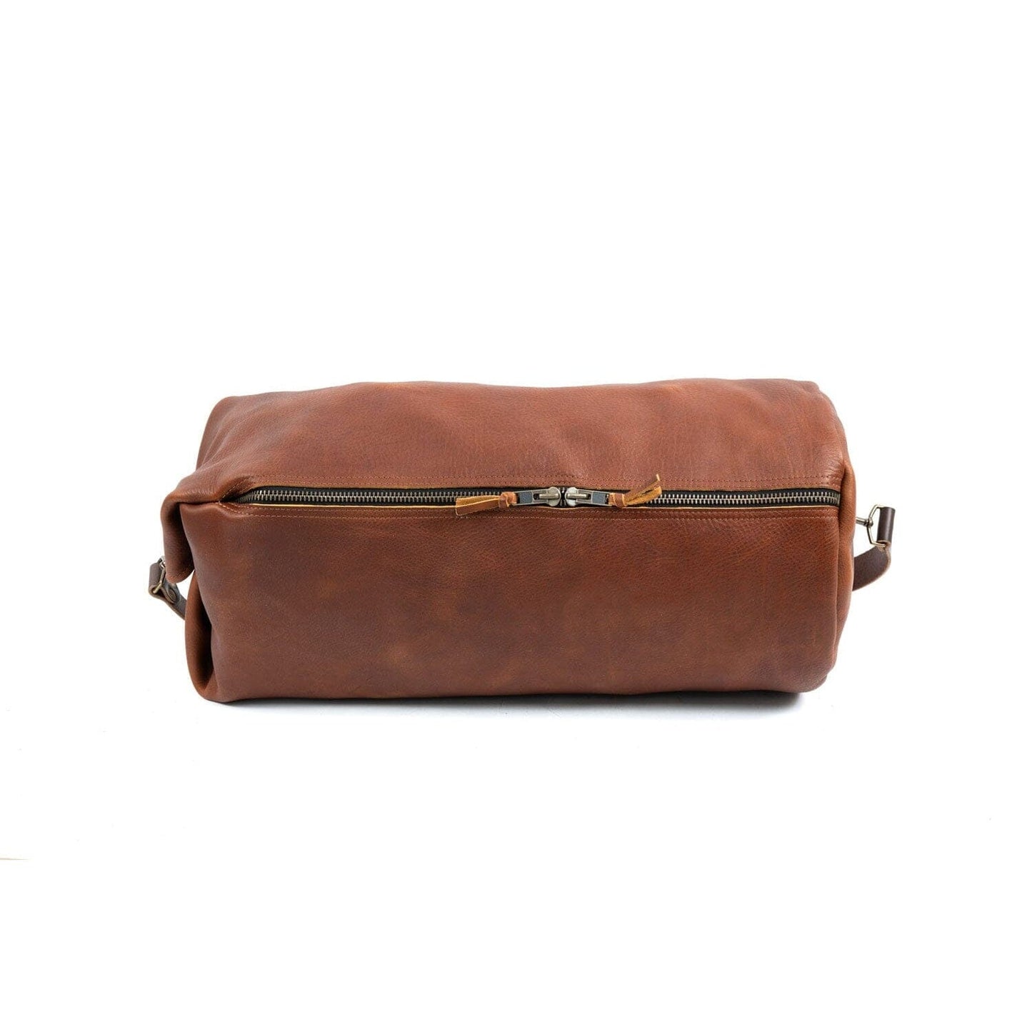 GUNNAR ZIPPERED LEATHER DUFFLE BAG - MILITARY STYLE DUFFLE BAG