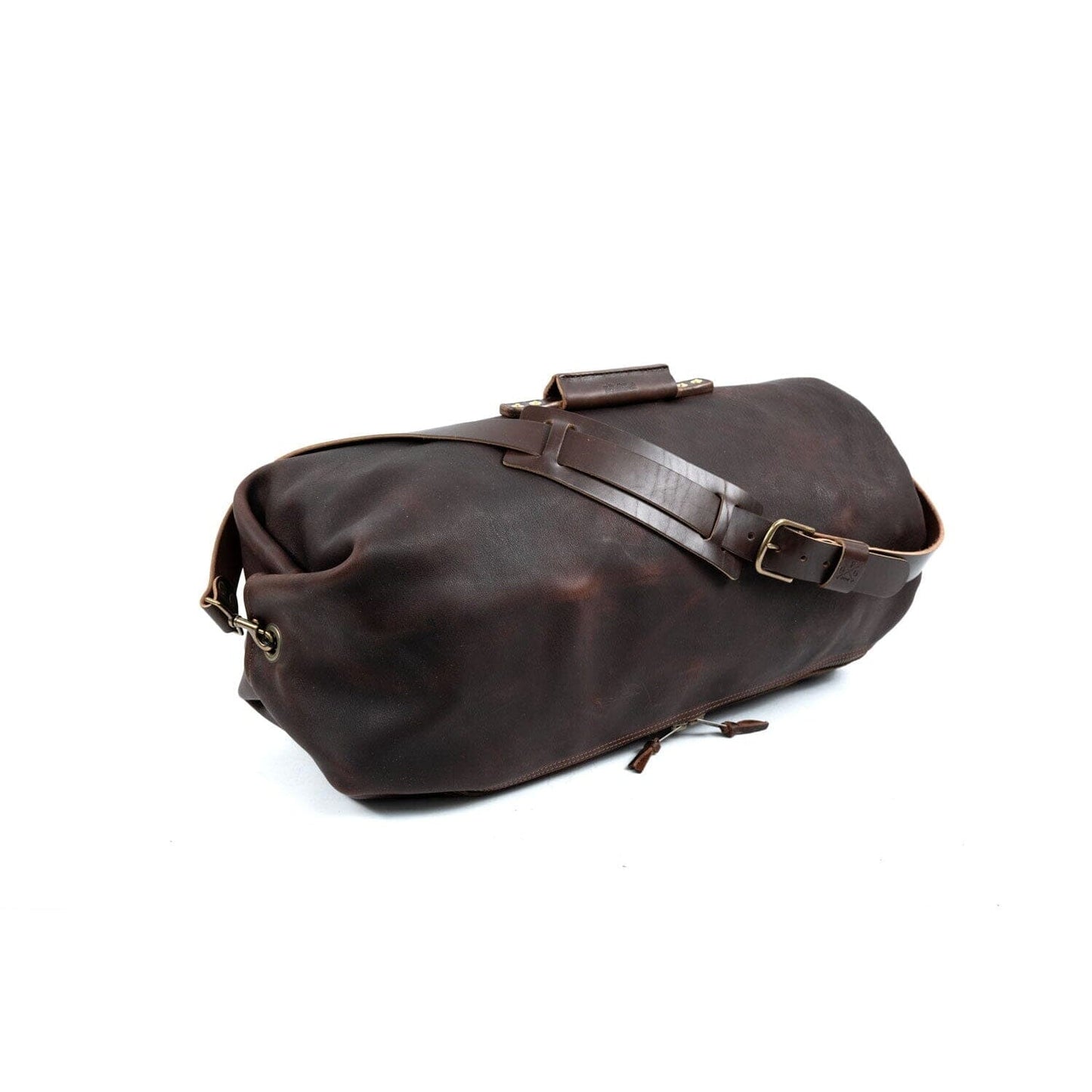 GUNNAR ZIPPERED LEATHER DUFFLE BAG - MILITARY STYLE DUFFLE BAG