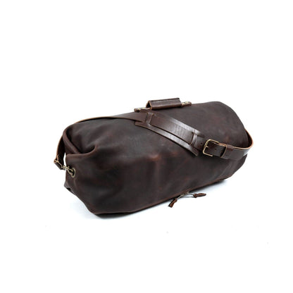 GUNNAR ZIPPERED LEATHER DUFFLE BAG - MILITARY STYLE DUFFLE BAG