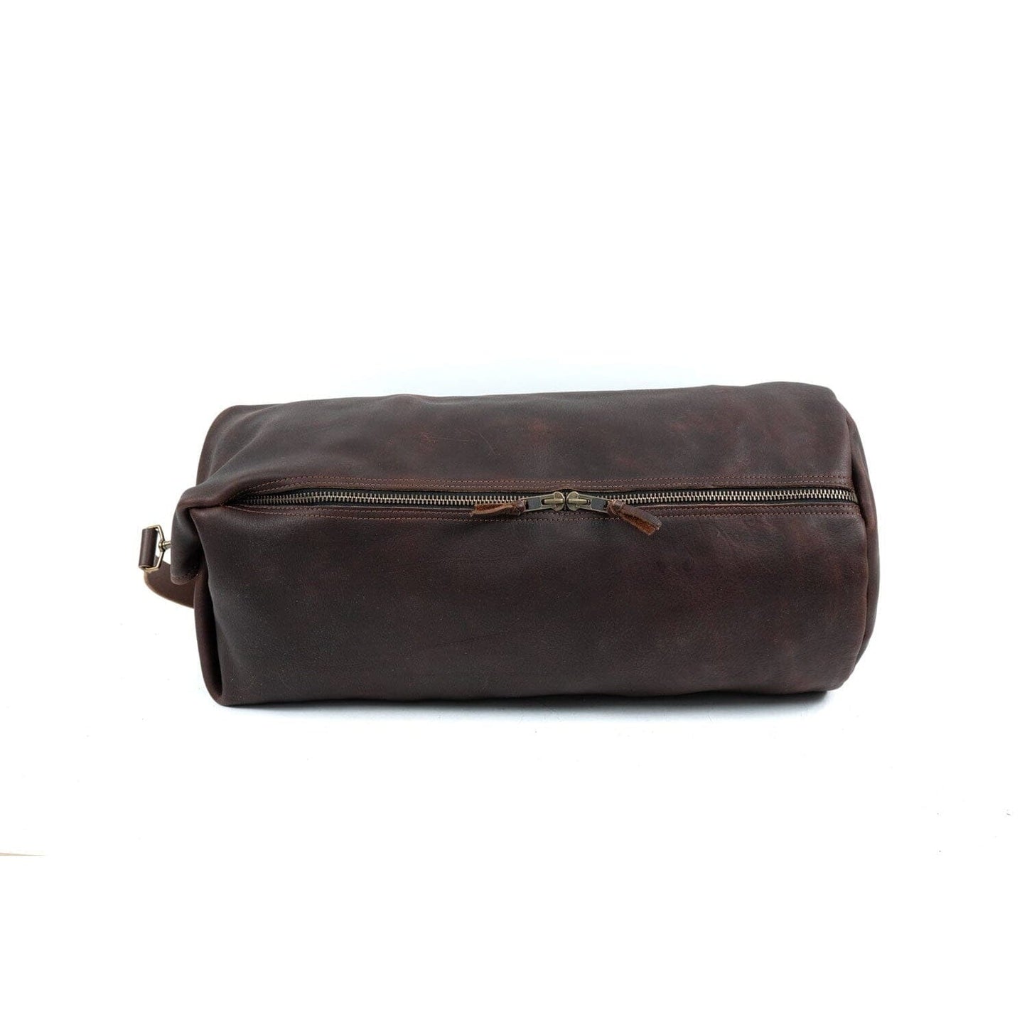 GUNNAR ZIPPERED LEATHER DUFFLE BAG - MILITARY STYLE DUFFLE BAG