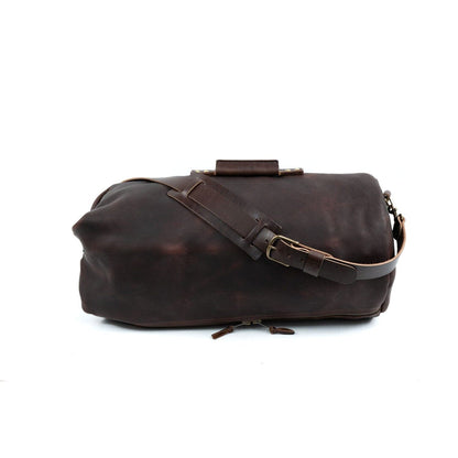 GUNNAR ZIPPERED LEATHER DUFFLE BAG - MILITARY STYLE DUFFLE BAG