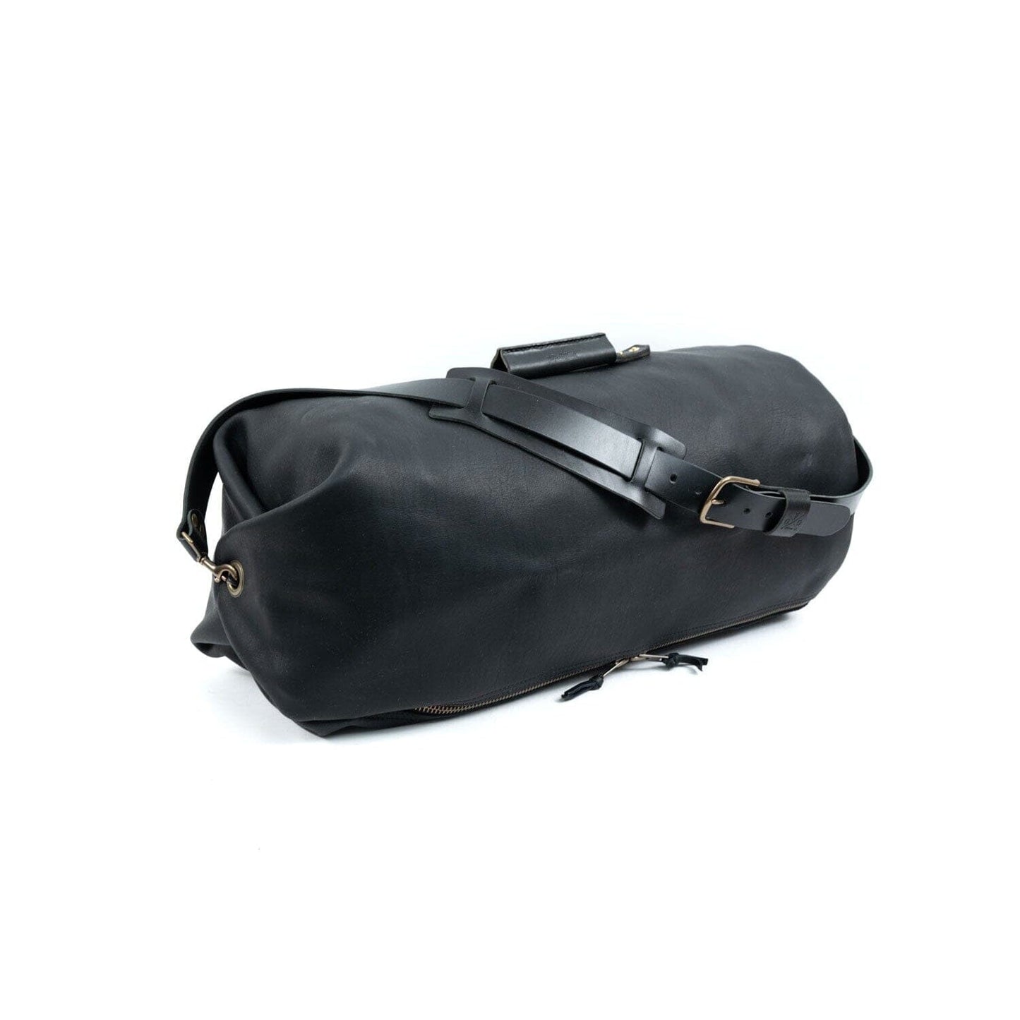 GUNNAR ZIPPERED LEATHER DUFFLE BAG - MILITARY STYLE DUFFLE BAG