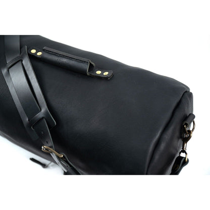 GUNNAR ZIPPERED LEATHER DUFFLE BAG - MILITARY STYLE DUFFLE BAG