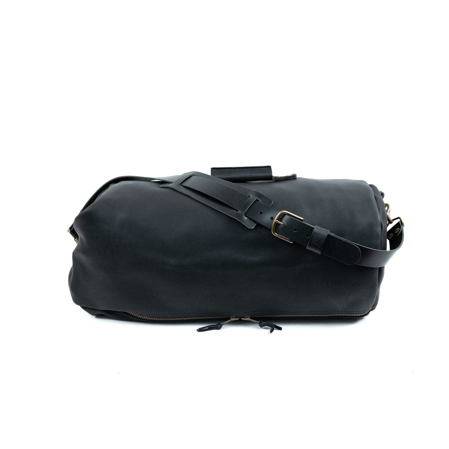 GUNNAR ZIPPERED LEATHER DUFFLE BAG - MILITARY STYLE DUFFLE BAG
