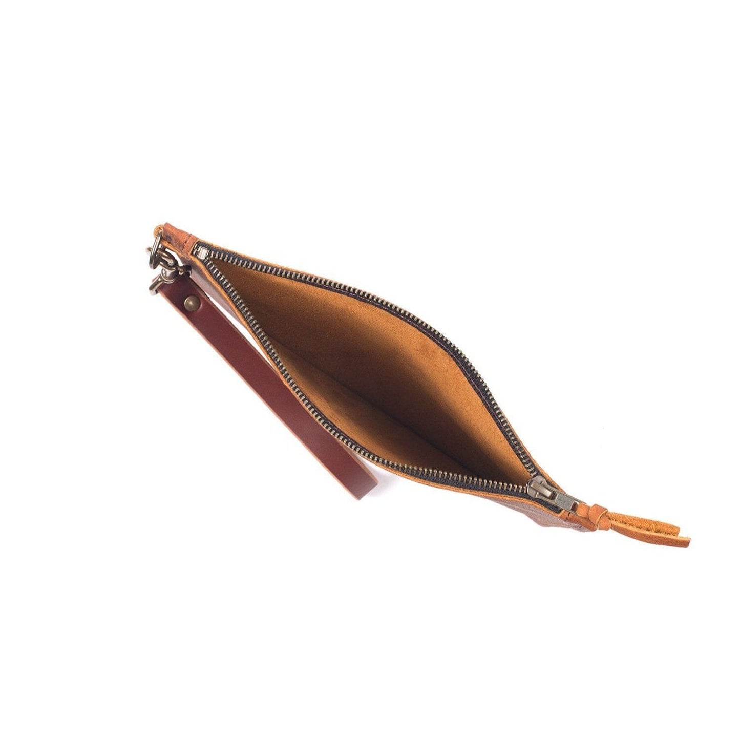 FELICITY ZIPPERED CLUTCH WITH WRISTLET LARGE - TAN