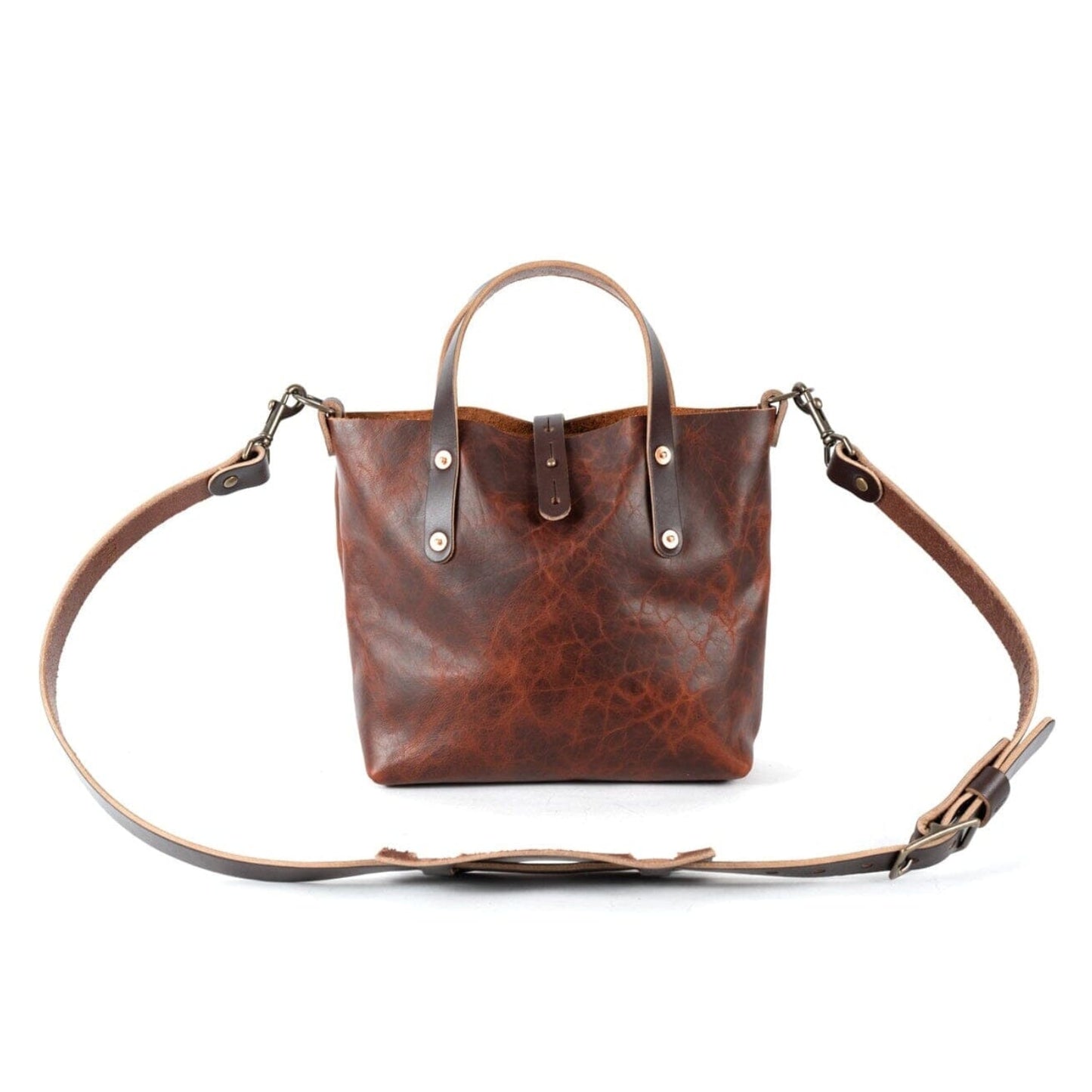 AVERY LEATHER TOTE BAG - MINI CROSSBODY - WHISKY BISON