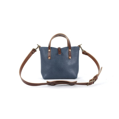 AVERY LEATHER TOTE BAG - MINI CROSSBODY - SMOKEY BLUE