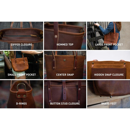 AVERY LEATHER TOTE BAG - SMALL - WHISKY BISON