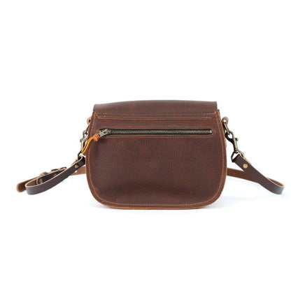 VIVIAN SATCHEL LEATHER CROSSBODY DELUXE - RUSTIC PECAN