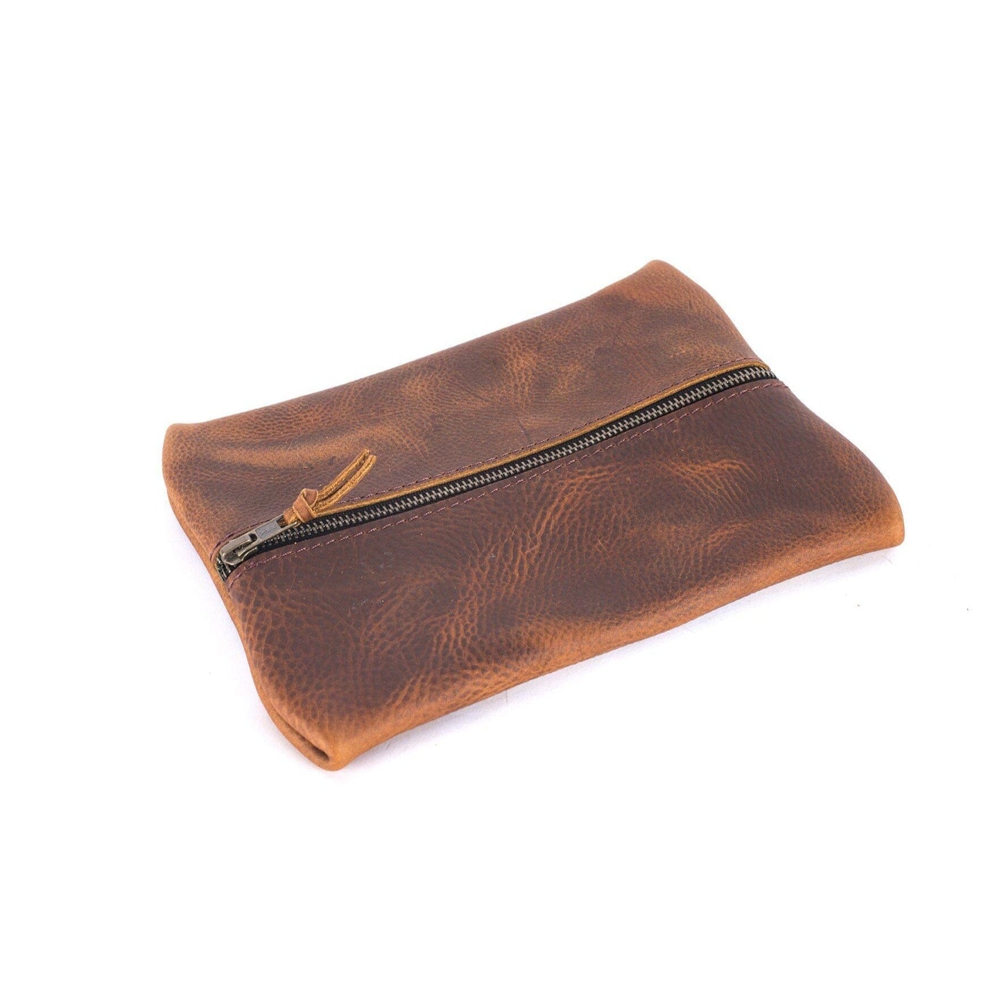 FLAT PACK ZIPPERED LEATHER POUCH