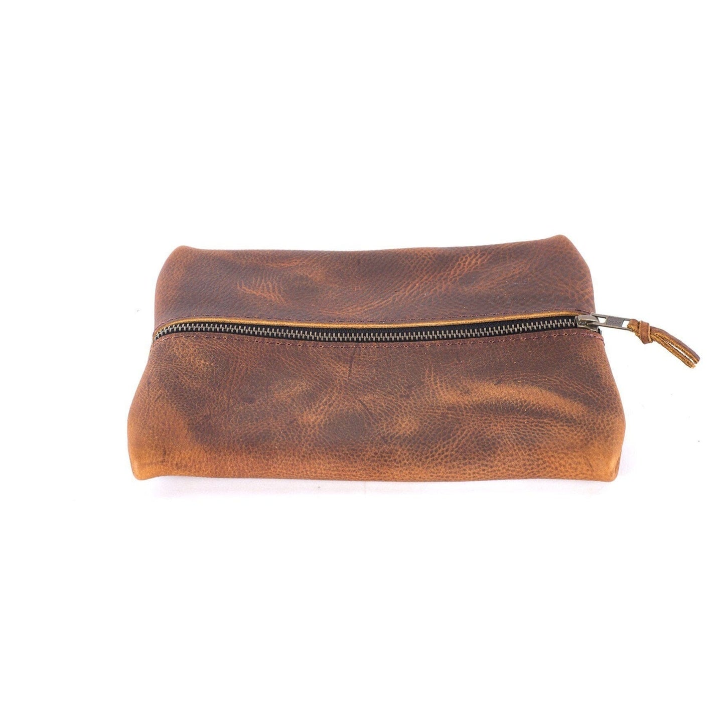 FLAT PACK ZIPPERED LEATHER POUCH