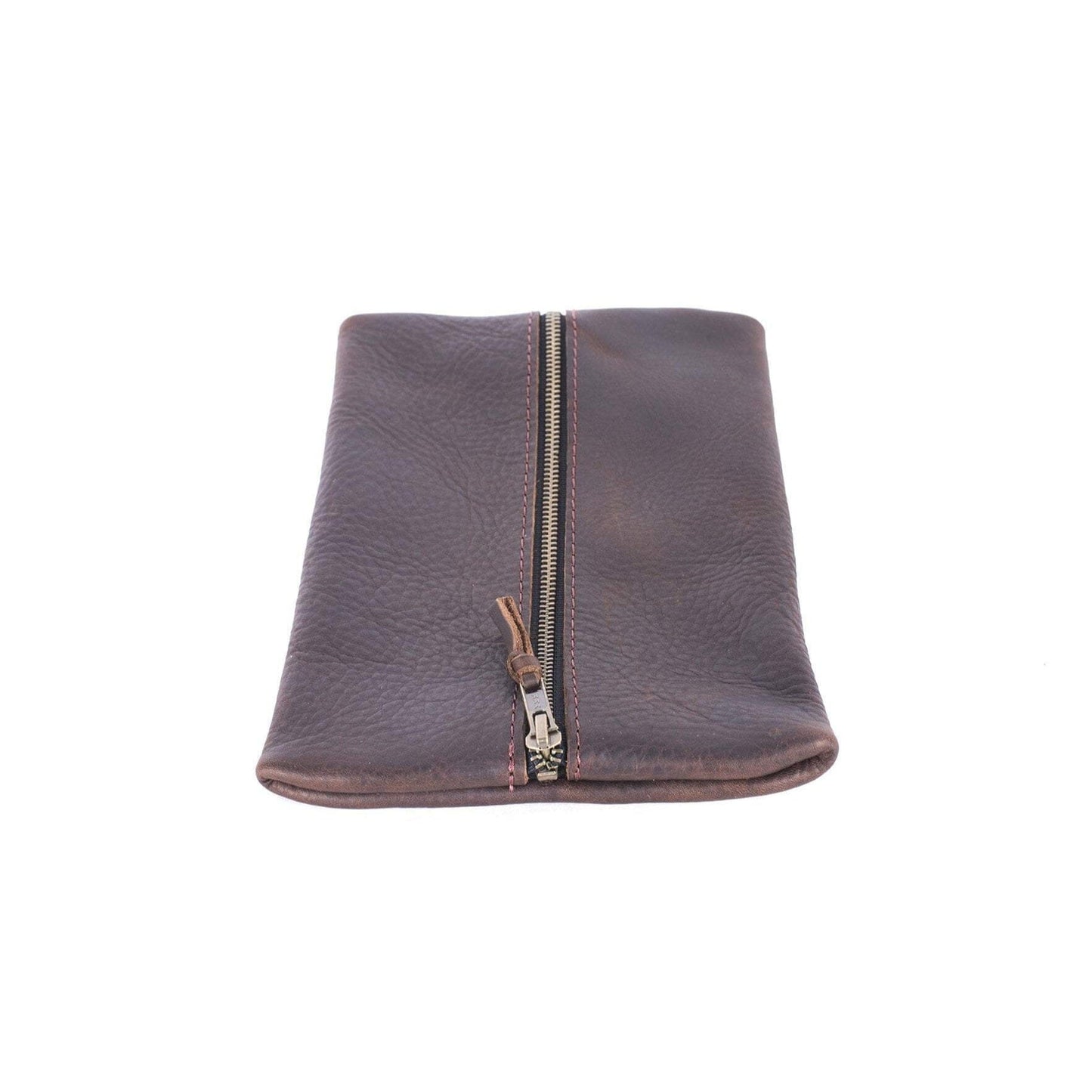 FLAT PACK ZIPPERED LEATHER POUCH