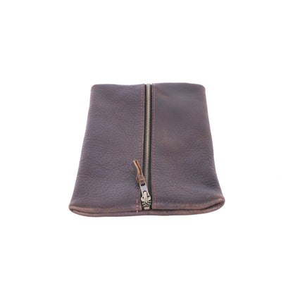 FLAT PACK ZIPPERED LEATHER POUCH