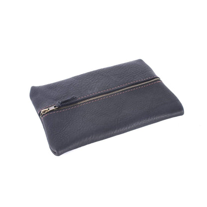 FLAT PACK ZIPPERED LEATHER POUCH
