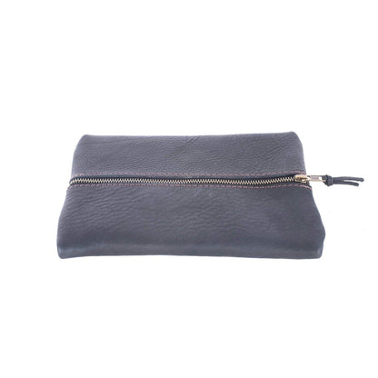 FLAT PACK ZIPPERED LEATHER POUCH