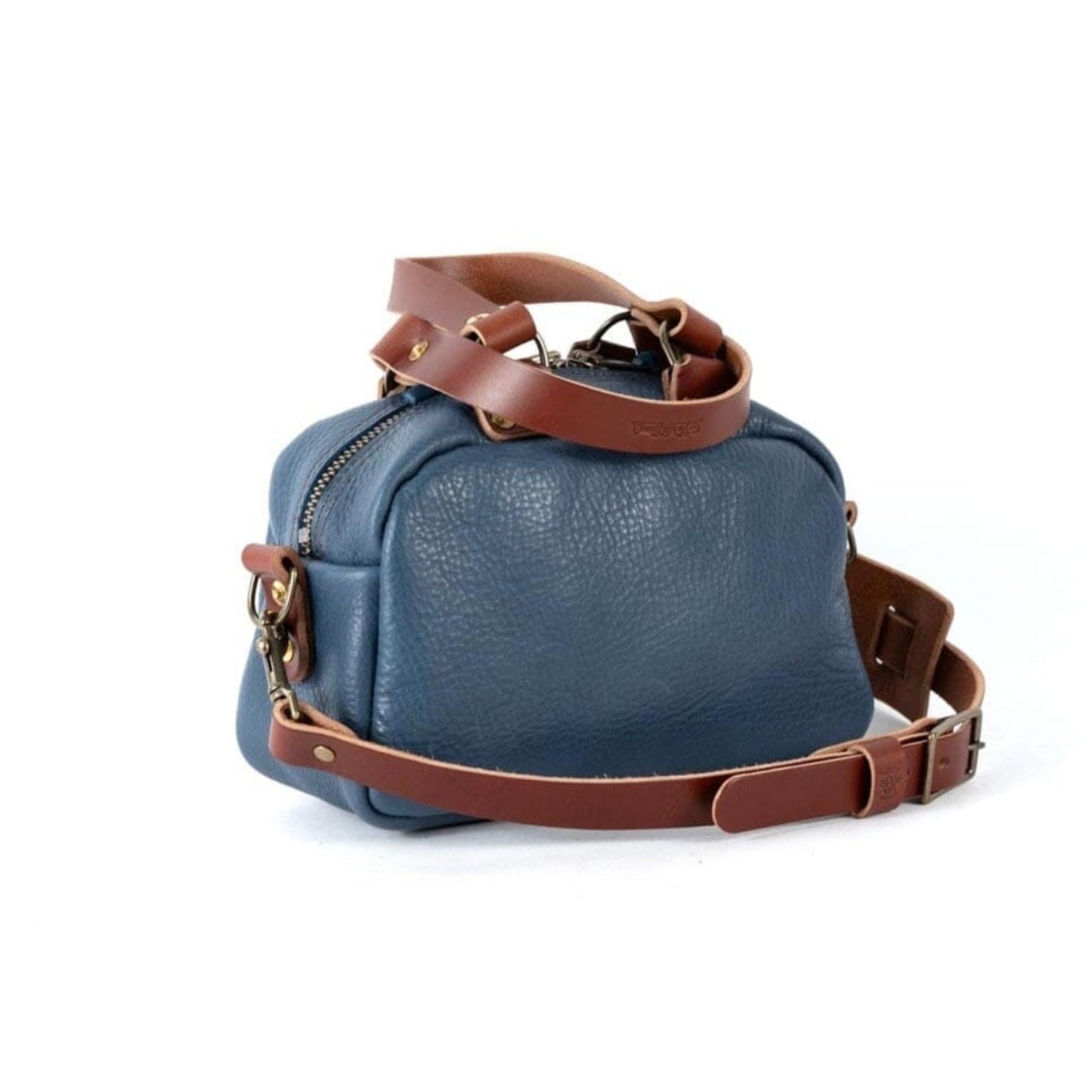 HOFFMAN LEATHER CROSSBODY BAG - MINI - SMOKEY BLUE