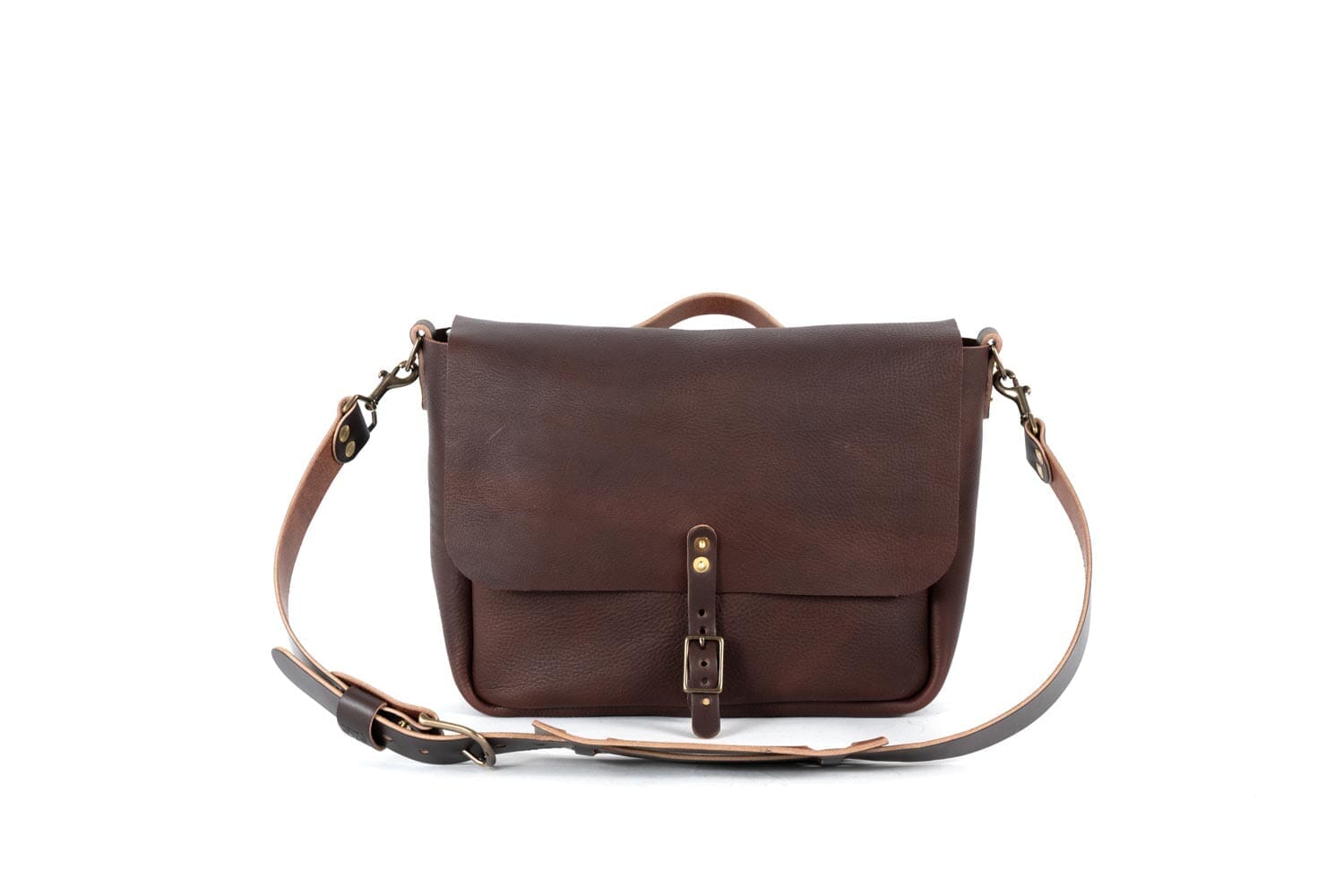 STEPHEN LEATHER MESSENGER BAG - SMALL - CHERRY BISON