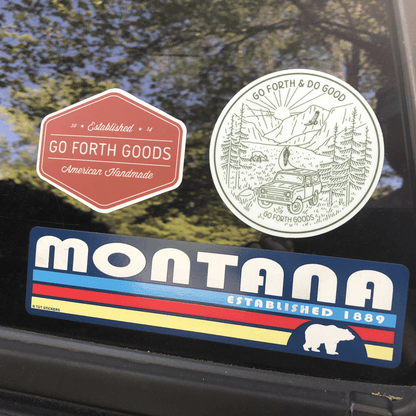 ADVENTURE GO FORTH AND DO GOOD GREEN ROUND STICKER