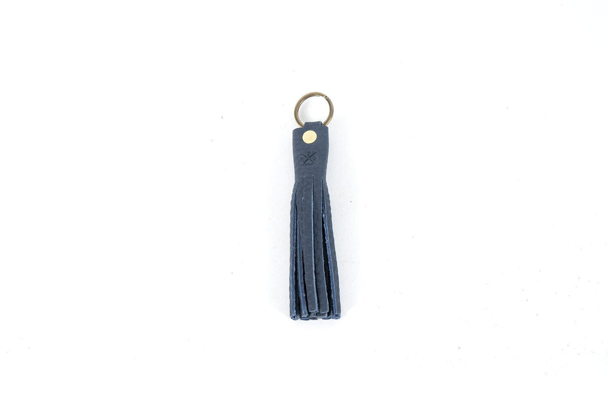 Leather Tassel Key Chain - House, Car Key Holder, Easy Clipping to Bag, Rotating Metal Clip - Navy Blue - Personalized Gifts, Leatherology