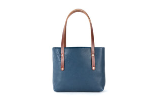 AVERY LEATHER TOTE BAG - SMALL - SMOKEY BLUE