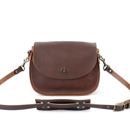 VIVIAN SATCHEL LEATHER CROSSBODY - CHARCOAL BISON
