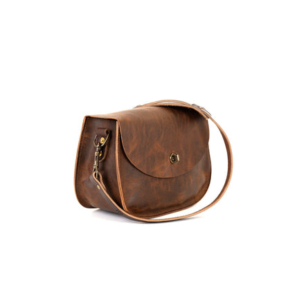 VIVIAN SATCHEL LEATHER CROSSBODY - HICKORY BISON