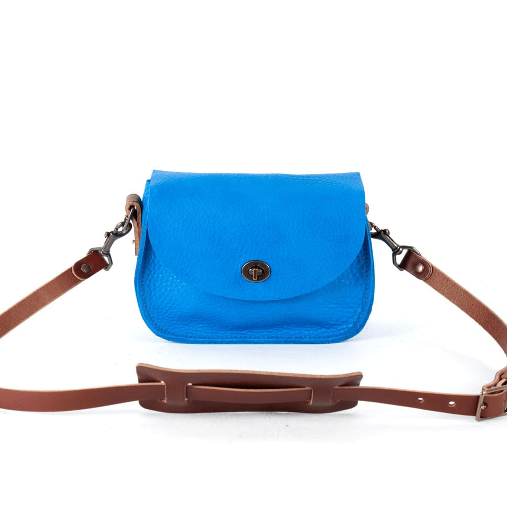 VIVIAN SATCHEL LEATHER CROSSBODY - SMALL - OCEAN BLUE