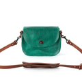 VIVIAN SATCHEL LEATHER CROSSBODY - SMALL - PINE GREEN BISON