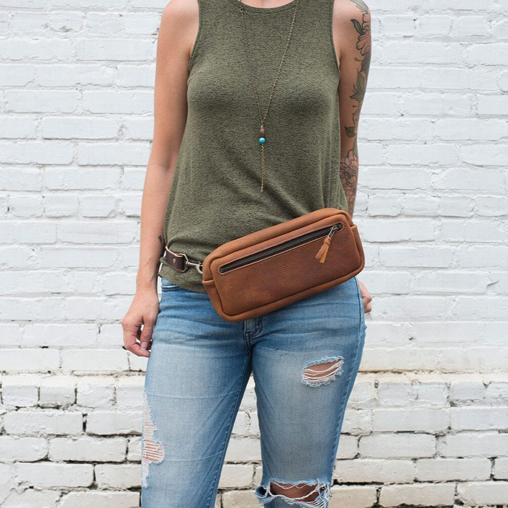 LEATHER FANNY PACK / LEATHER WAIST BAG - VIOLET