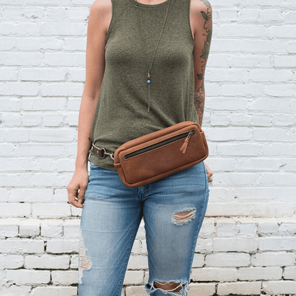 LEATHER FANNY PACK / LEATHER WAIST BAG - TURQUOISE