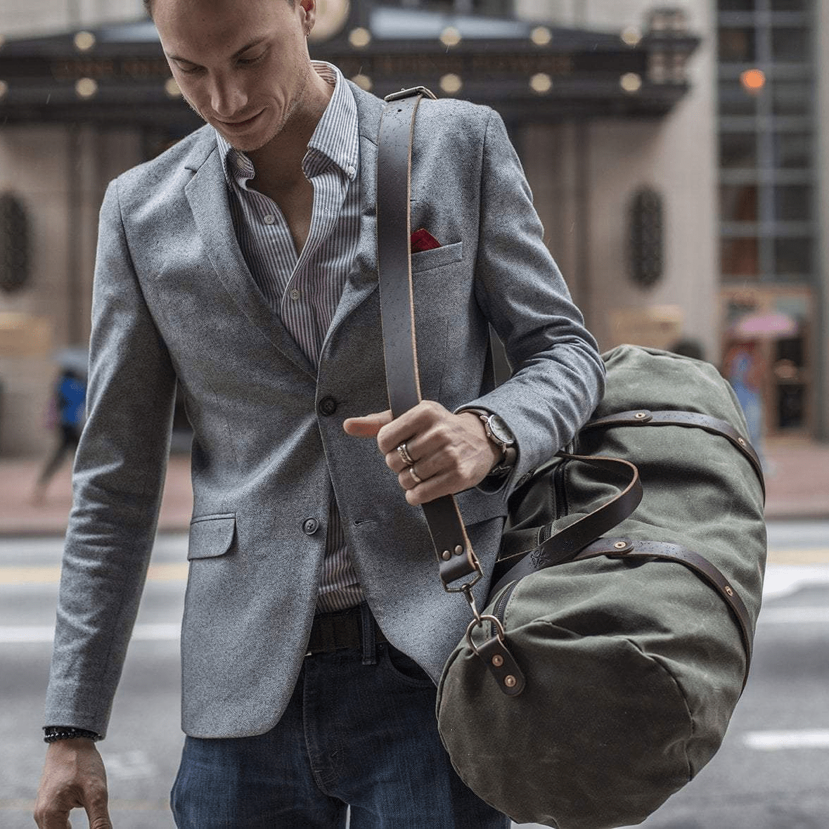WILLIAM WAXED CANVAS DUFFLE BAG