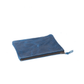 LEATHER TOP ZIPPER POUCH - COBALT BISON