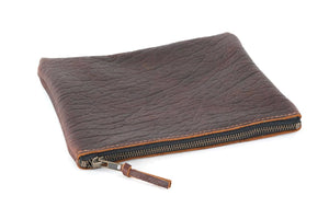 LEATHER TOP ZIPPER POUCH