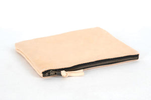 LEATHER TOP ZIPPER POUCH - LARGE