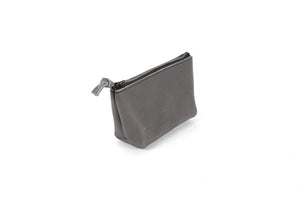 LEATHER TOP ZIPPERED POUCH - SMALL