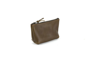 LEATHER TOP ZIPPERED POUCH - SMALL