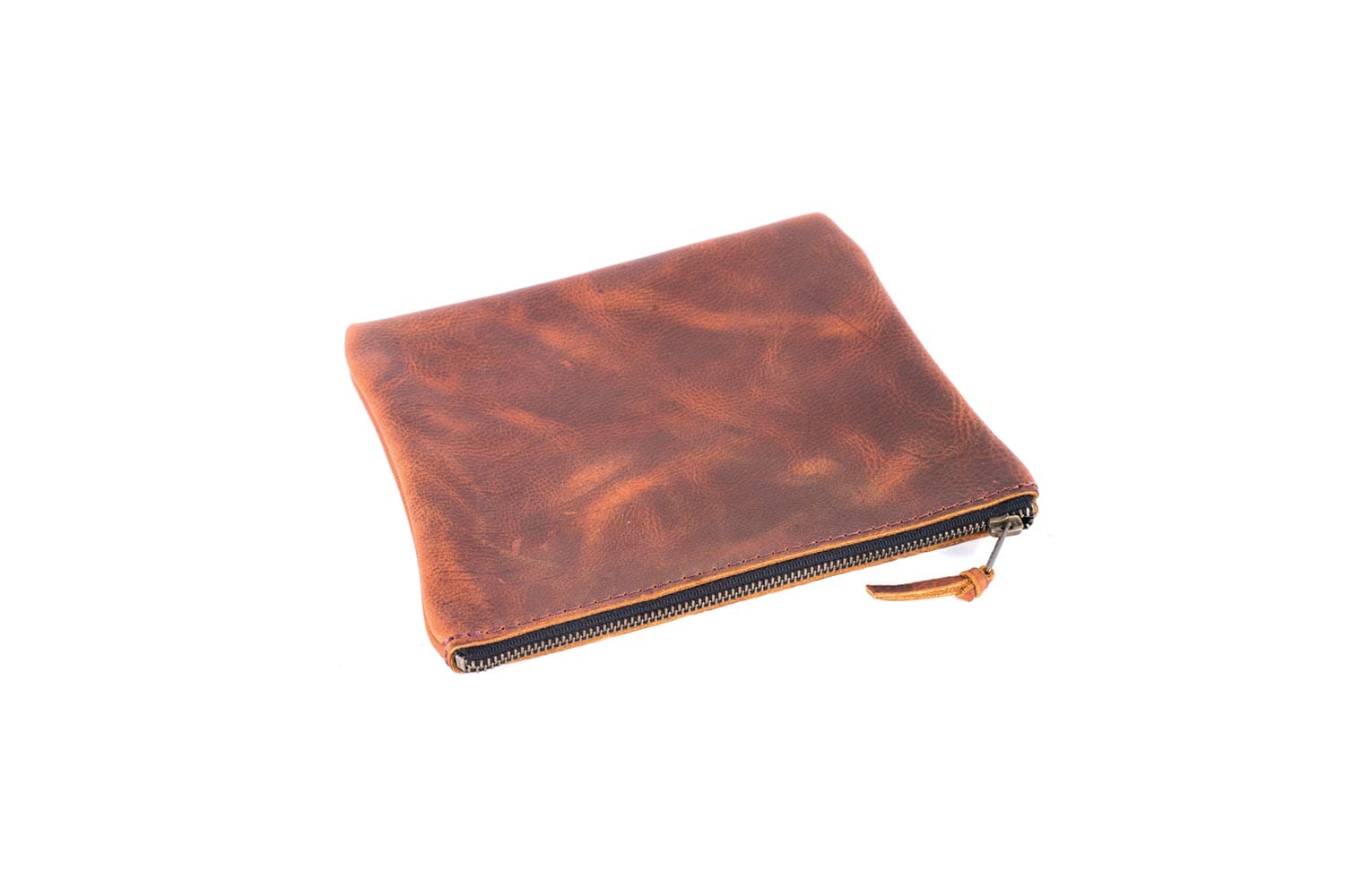 LEATHER TOP ZIPPER POUCH - SMALL