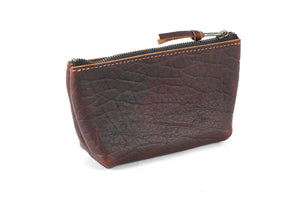 LEATHER ZIPPERED POUCH WITH GUSSET - MEDIUM