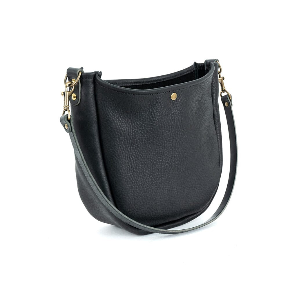 CELESTE LEATHER HOBO BAG - BLACK BISON