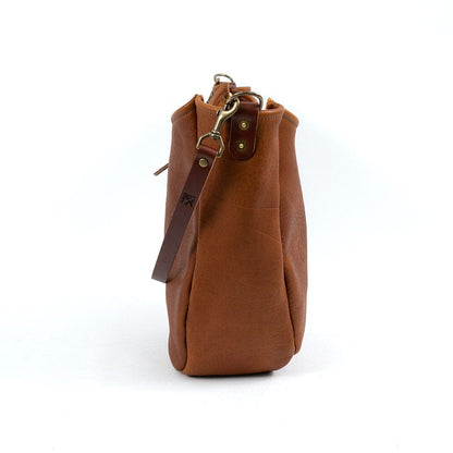 CELESTE LEATHER HOBO BAG - LARGE - CHARCOAL BISON