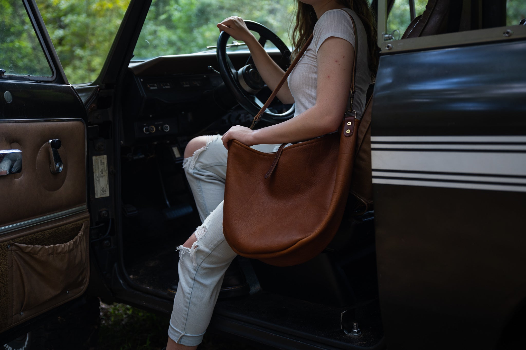 Large Artisan Soft Hobo Bag in Celeste Blue Leather