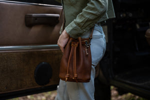 Leather Bucket Bag - Small -Saddle