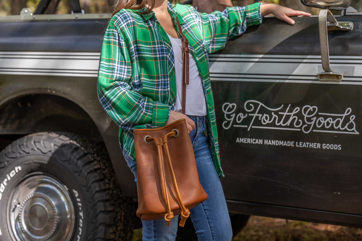 Leather Bucket Bag Large Saddle Go Forth Goods