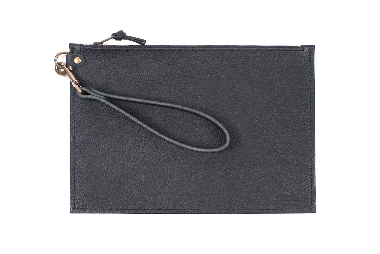 FELICITY ZIPPERED CLUTCH WITH WRISTLET LARGE - BLACK