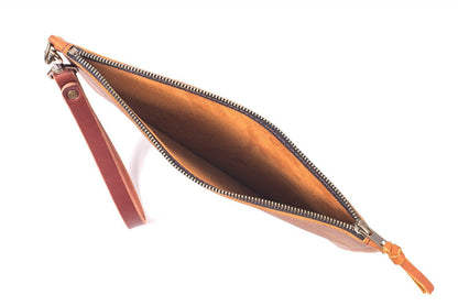 FELICITY ZIPPERED CLUTCH WITH WRISTLET - LARGE - CHARCOAL BISON