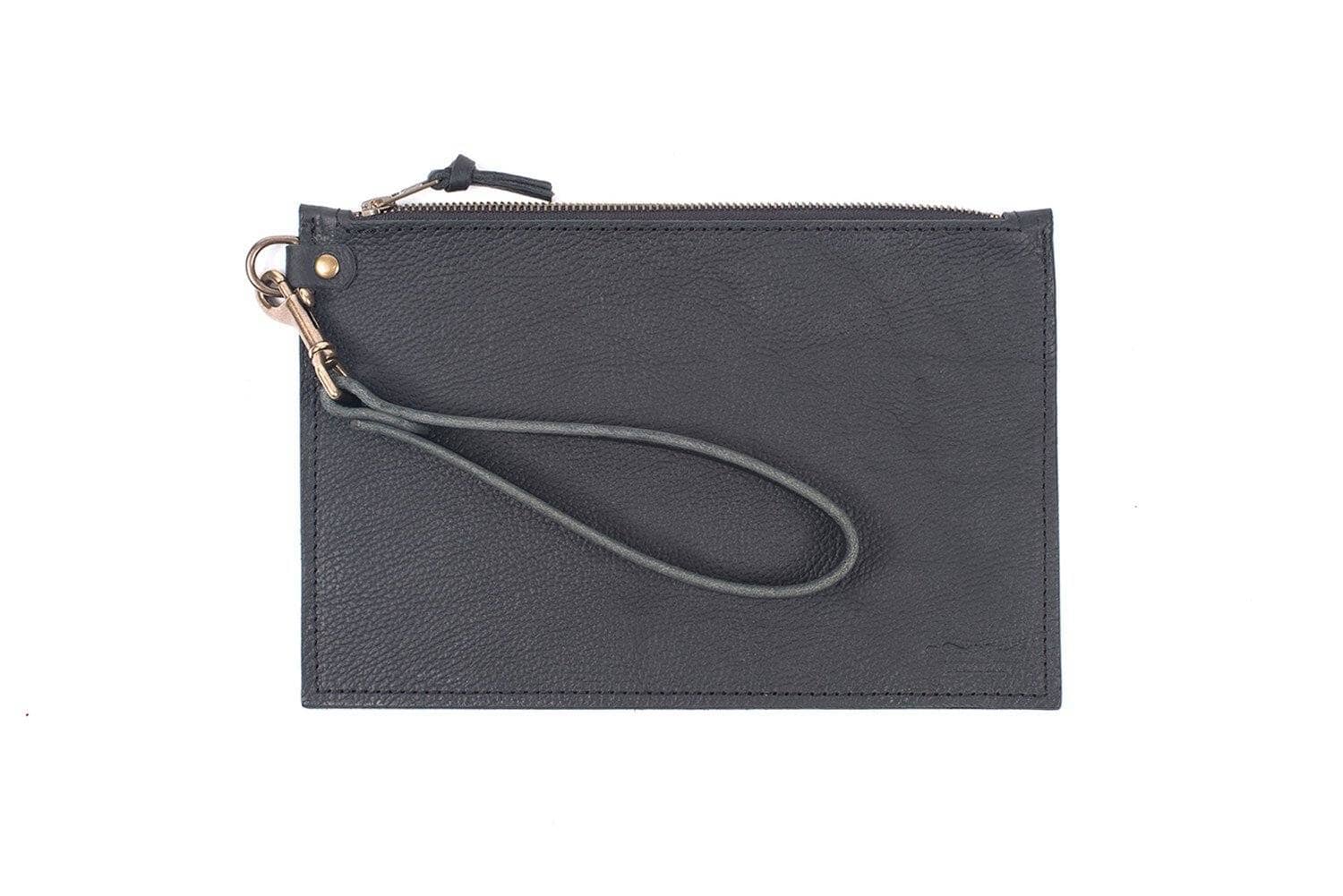 FELICITY ZIPPERED CLUTCH WITH WRISTLET SMALL - BLACK