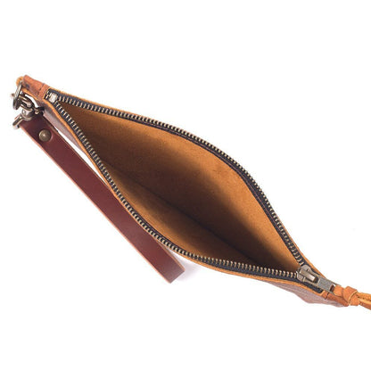 FELICITY ZIPPERED CLUTCH WITH WRISTLET - SMALL - CHARCOAL BISON